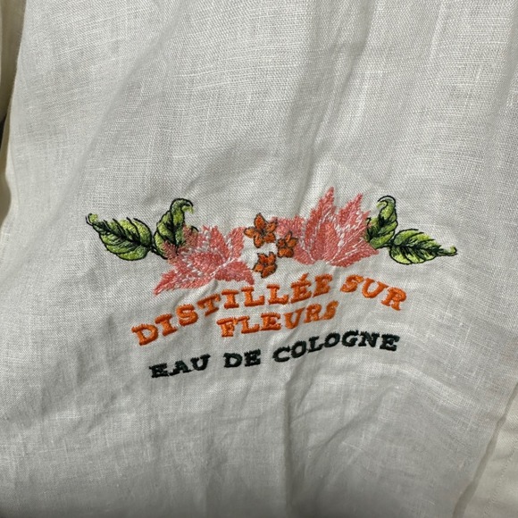 NWT Agua Bendita Ete Swan Shirt 100% Linen Embroidered Cream M/L Cover Up Resort - Picture 5 of 12